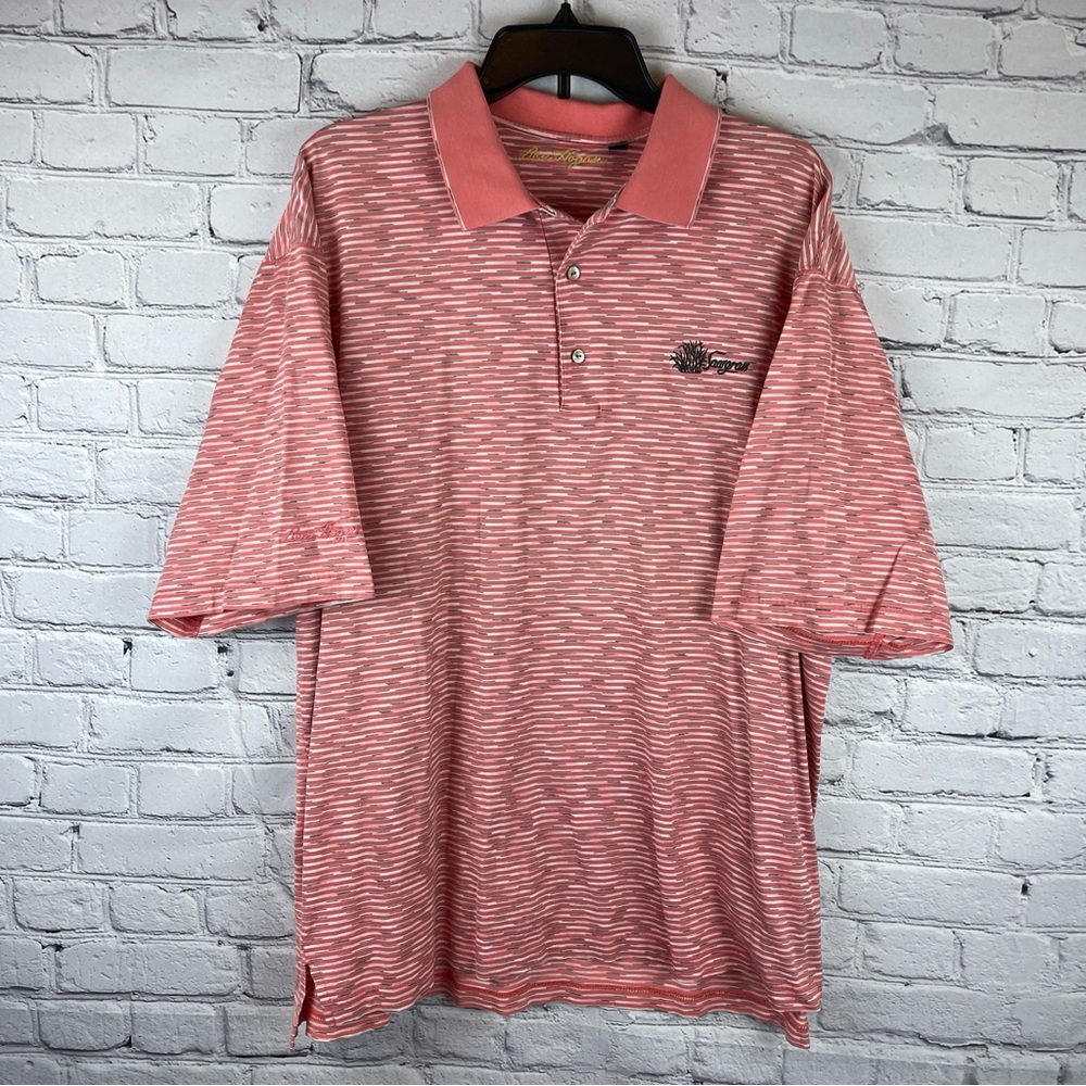 Ben Hogan Shirt Mens XL Pink Striped Golf Polo Lightweight‎ Casual Sawgrass